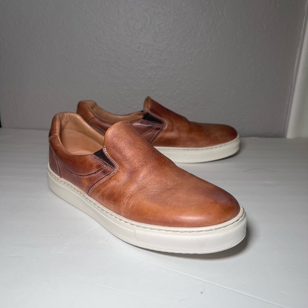 Bed Stu Tan Leather Slip-On Sneakers with White Soles
